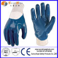 Blue interlock dipping nitrile open back glove